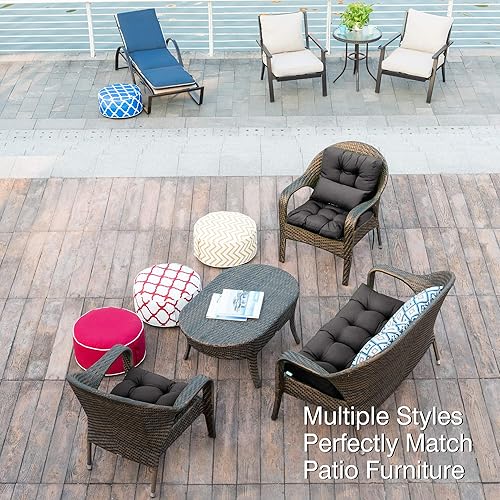 Miniatura 10 de QILLOWAY Cojín de repuesto para silla de asiento y respaldo al aire libre, cojines de repuesto de temporada primaveraverano - Juego de 2 (azul