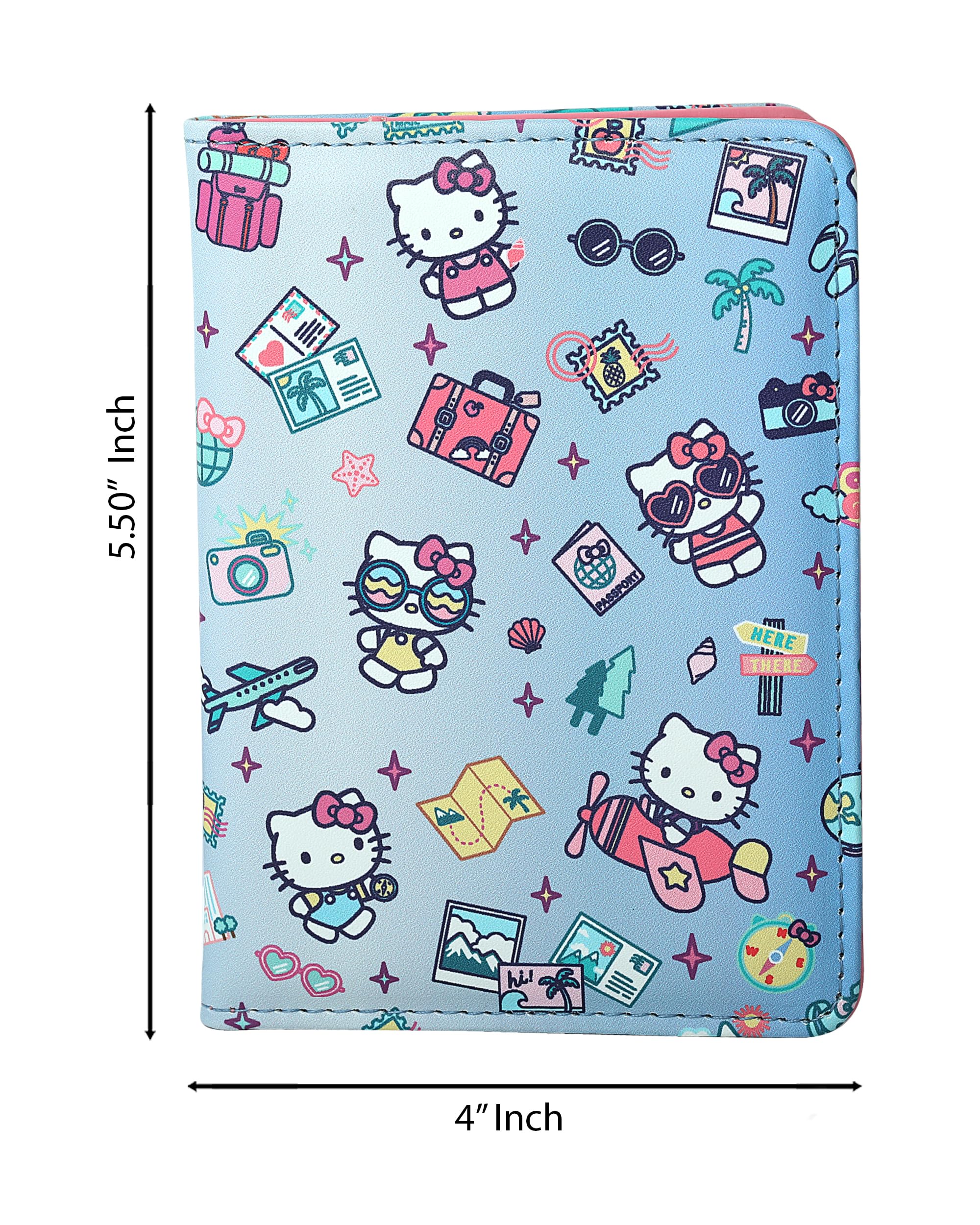 Hello Kitty Funda para pasaporte para licencia oficial de viaje, regalos Sanrio, Azul, Funda para pasaporte