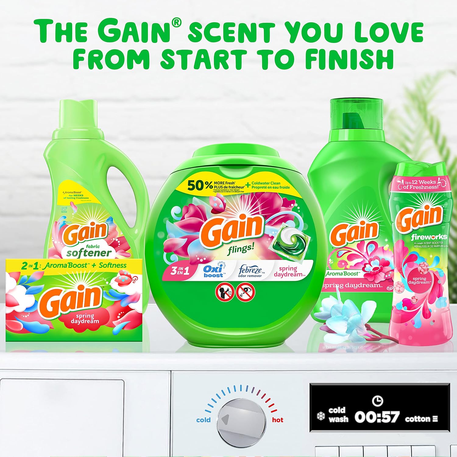 Gain dryer sheets, 240 Count, Original Scent Laundry Fabric Softener Sheets with 2-in-1 Aromaboost Plus Softness