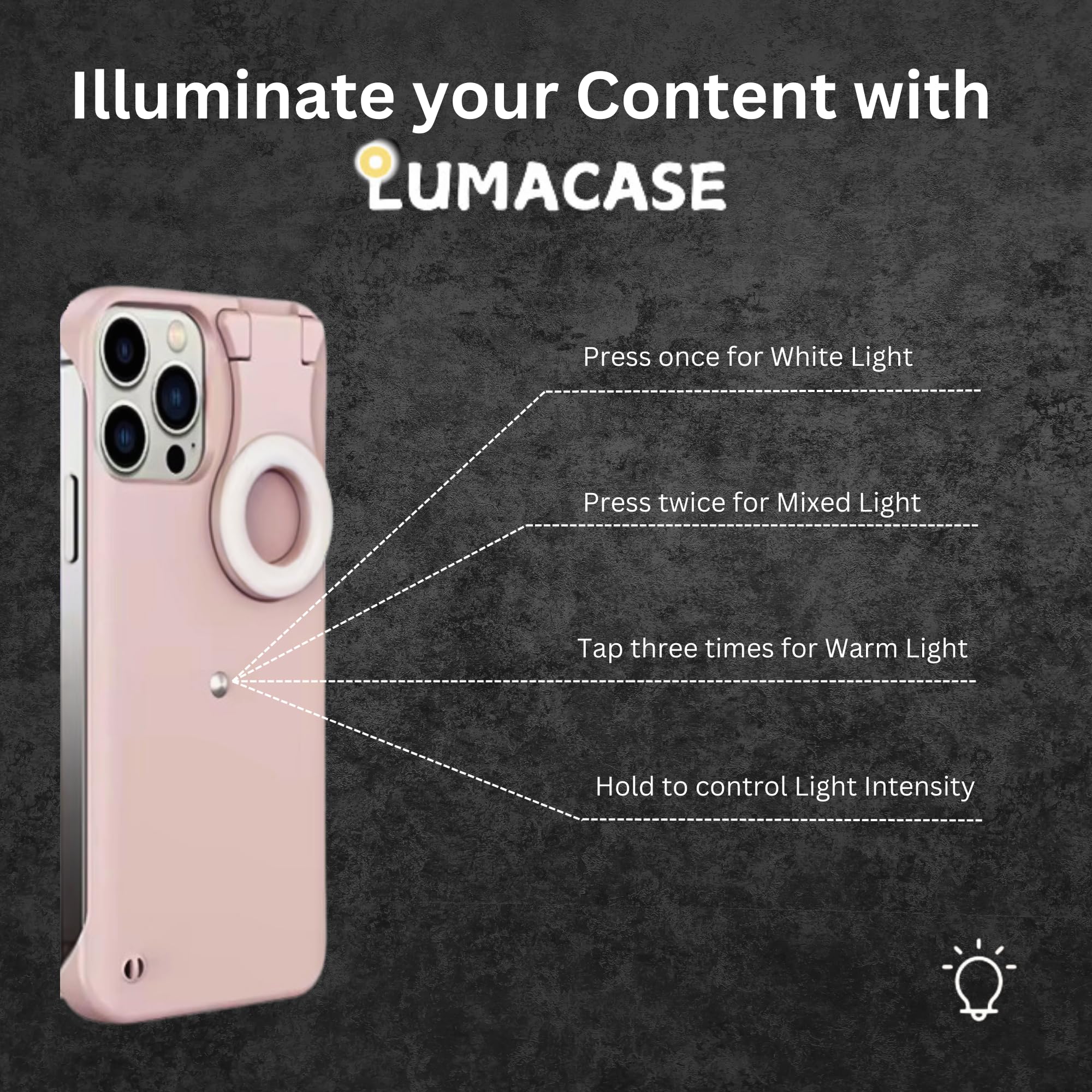 Amazon.com: LUMACASE Phone Case with Built-in LED Ringlight,Compatible w/iPhone 13Pro for TIK TOK, Selfies, Content Creation and Videos, Adjusted 3 Light Mode (Chalk Pink) : Cell Phones & Accessories Amazon.com: LUMACASE Phone Case with Built-in LED Ringlight,Compatible w/iPhone 13Pro for TIK TOK, Selfies, Content Creation and Videos, Adjusted 3 Light Mode (Chalk Pink) : Cell Phones & Accessories
