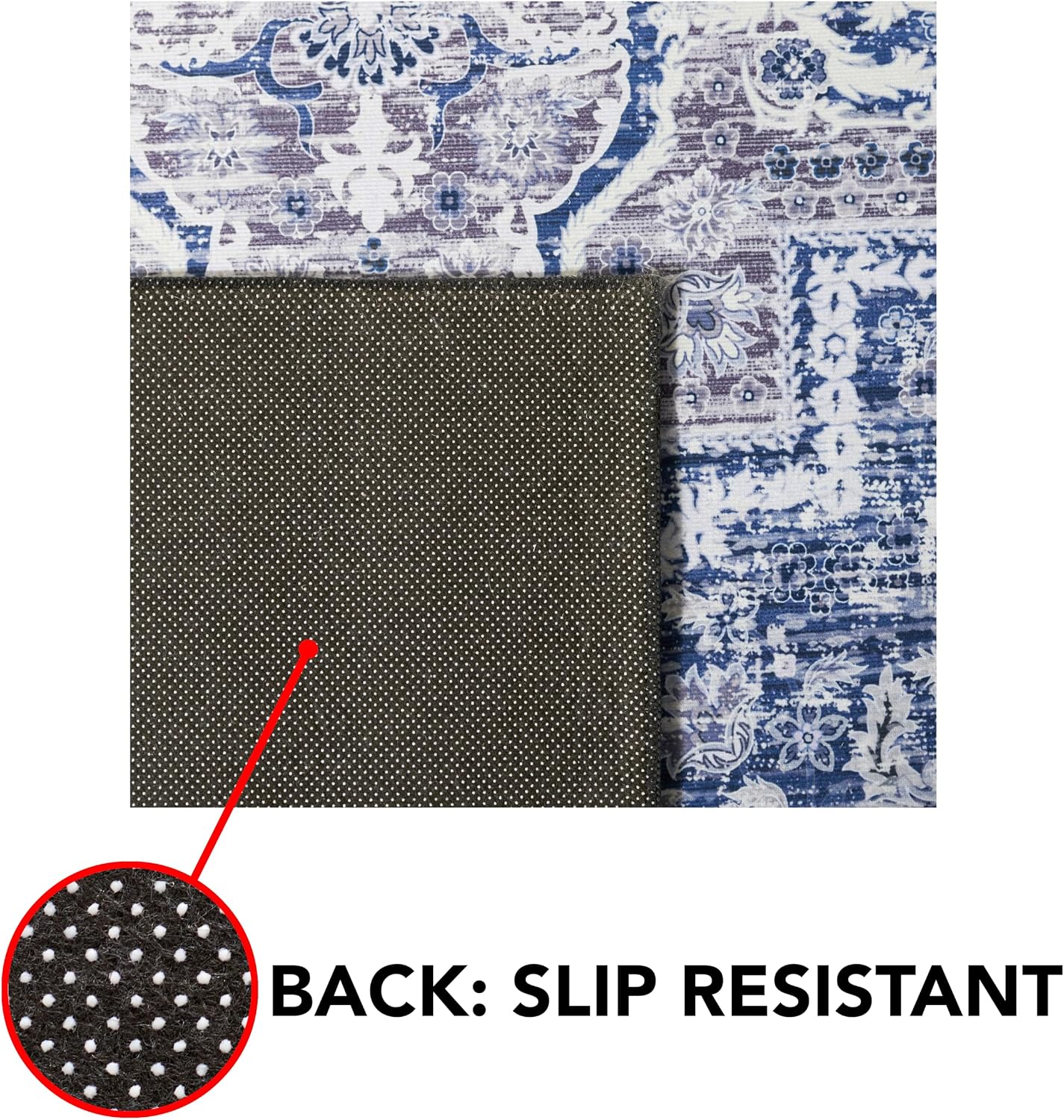 SAFAVIEH Washable Rug Tucson Collection - 3' x 5', Navy & Grey, Slip Resistant & Easy to Clean, Ideal for Foyer, Entryway, Kitchen, Bedroom (TSN154N)