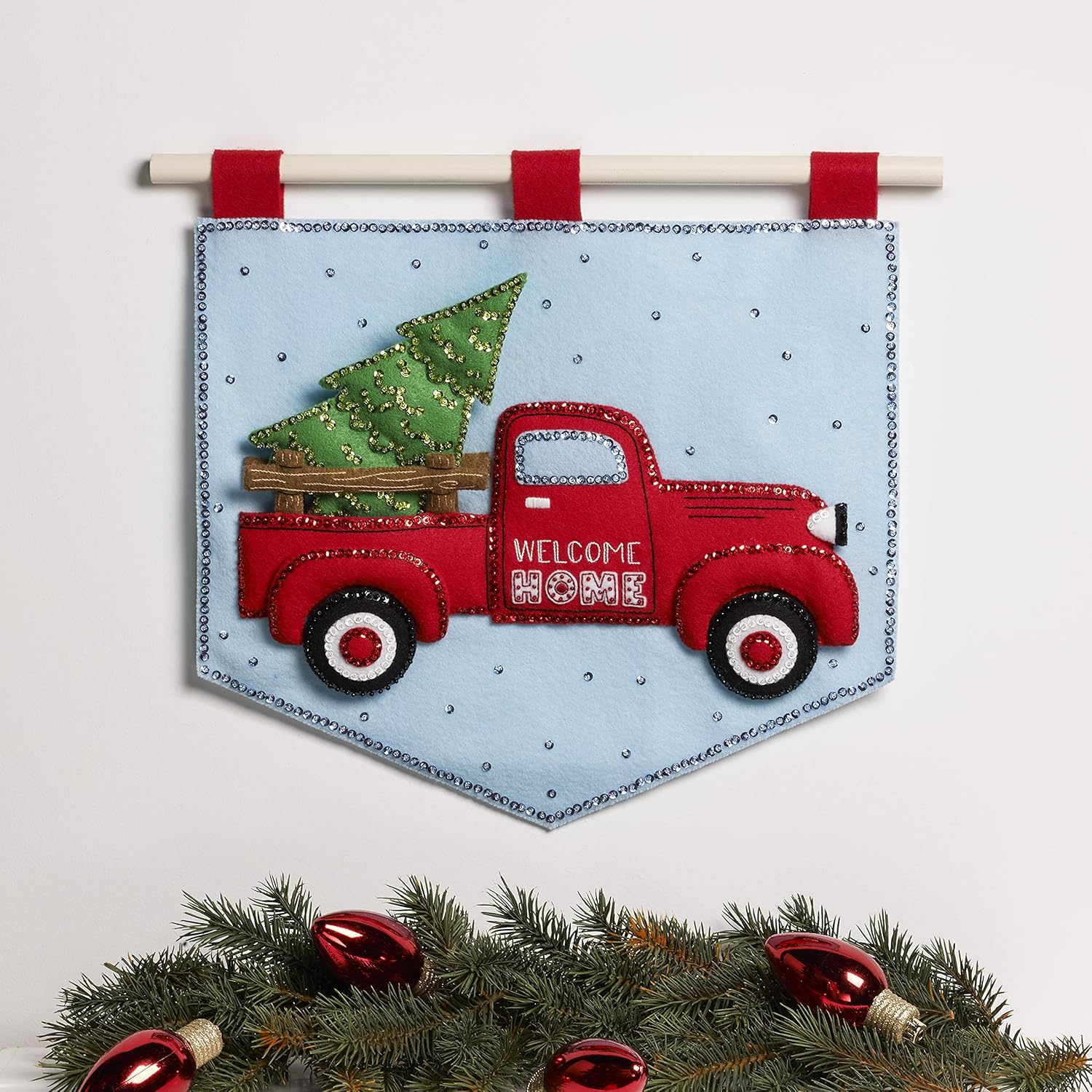 Bucilla, Seasonal Truck, Felt Applique Wall Hanging, 15" x 15.5" (89290E)