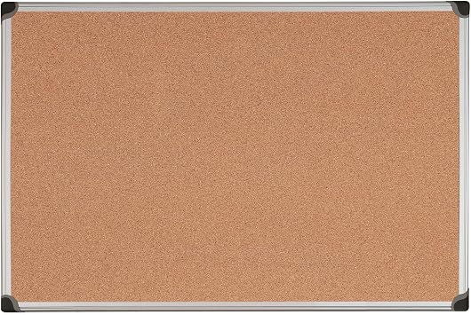 MasterVision Maya Series Self-Healing Cork Bulletin Board, Wall Mounting Push Pin Cork Board, 24" x 36", Aluminum Frame