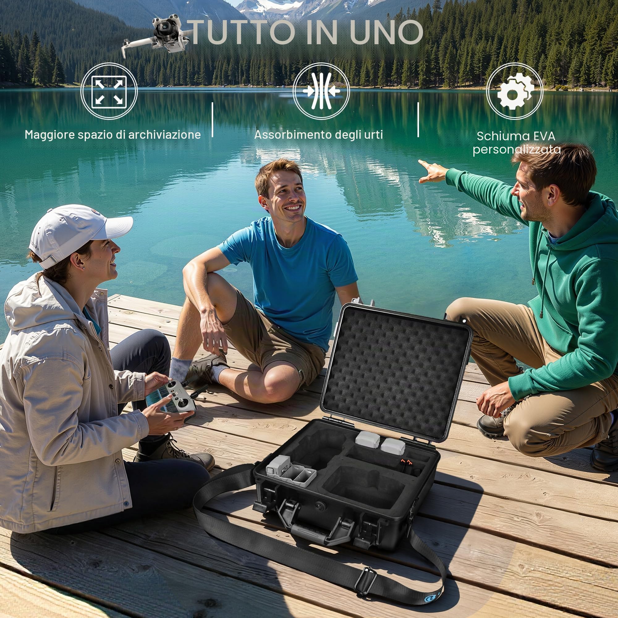 LEKUFEE Valigia Rigida Impermeabile per DJI Mini 5 Pro Drone,Combo Fly More,DJI RC 2/RC N3,6 batterie,Hub di ricarica a due vie(solo custodia)