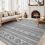 DMOYEST Living Room Area Rugs - 6x9 Abstract Large Soft Indoor Washable Rug Neutral Modern Low Pile Carpet for Bedroom Dining Room Farmhouse Home Office - Grey Blue