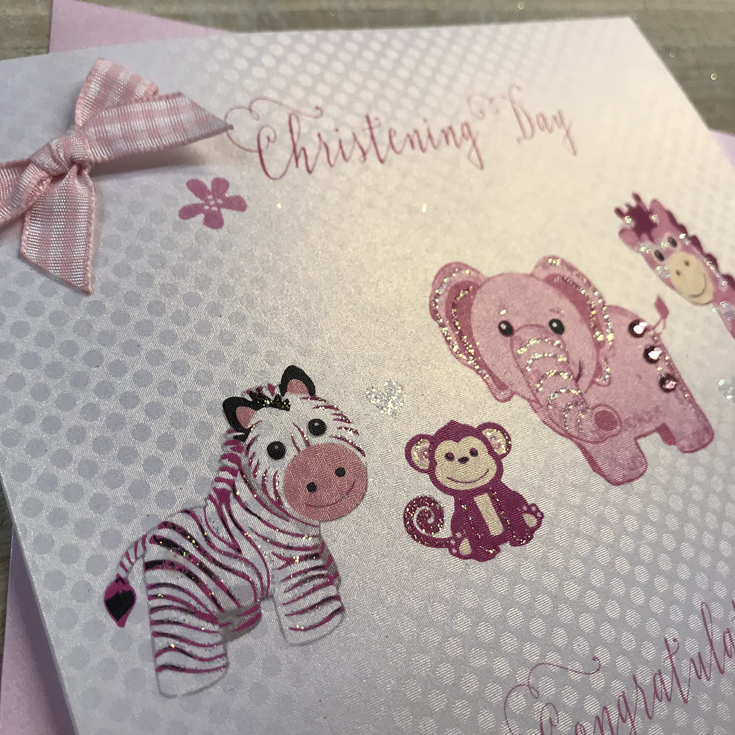 White Cotton Cards Taufkarte Handgefertigt – Mit Strass & Glitzer, 16 X 16 Cm, Leer Für Persönliche Nachricht