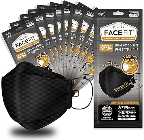 BLUNA FACE FIT Paquete de 10 mascarillas faciales desechables para adultos y adolescentes KF94 para adultos y adolescentes