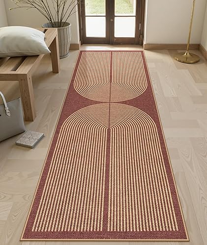 Vista 320 de Lahome Alfombra moderna de yute, de 2 x 8 pies, lavable, para entrada, granja, cocina, antideslizante, para interiores y exteriores, alfombra