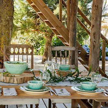 Costa Nova Ceramic Stoneware 5-Piece Place Setting Service for 1 - Madeira Collection, Blue | Microwave & Dishwasher Safe Dinnerware Set | Food Safe Glazing | Restaurant Quality Tableware