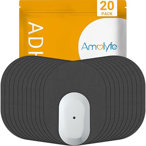 Amolyfe - Parches adhesivos Dexcom G6 - 20 parches impermeables superpuestos, 1 tapa reutilizable como protector de sensor Dexcom G6, adhesivo de