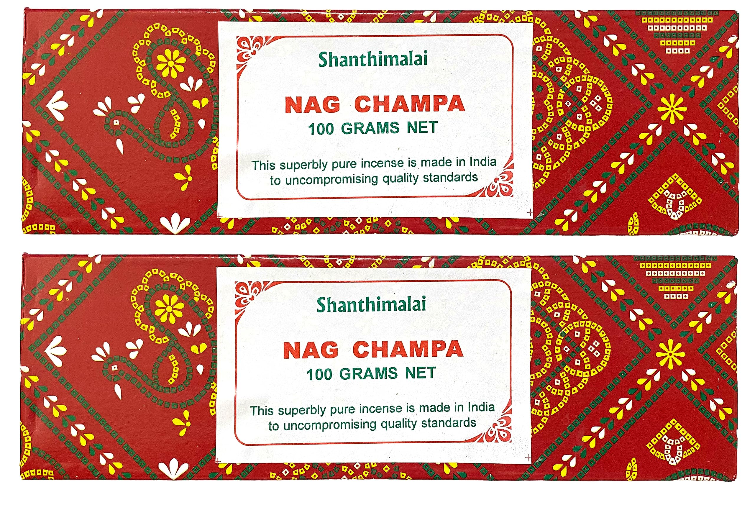 Premium Shanthimalai Nag Champa Incense - 200g Red Box with 2X 100g Boxes | Aromatic Bliss and Calm | Handcrafted Fragrance