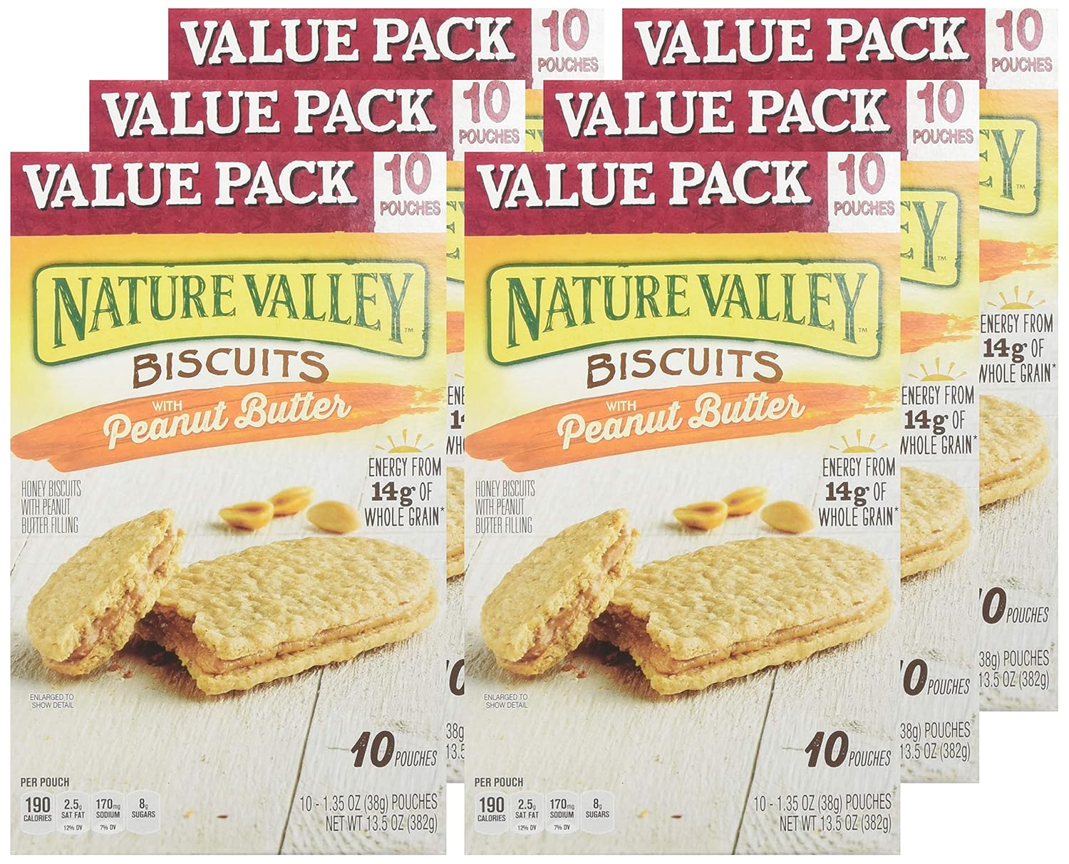 Nature Valley Biscuits With Peanut Butter Box, 10 Count (pack Of 6)