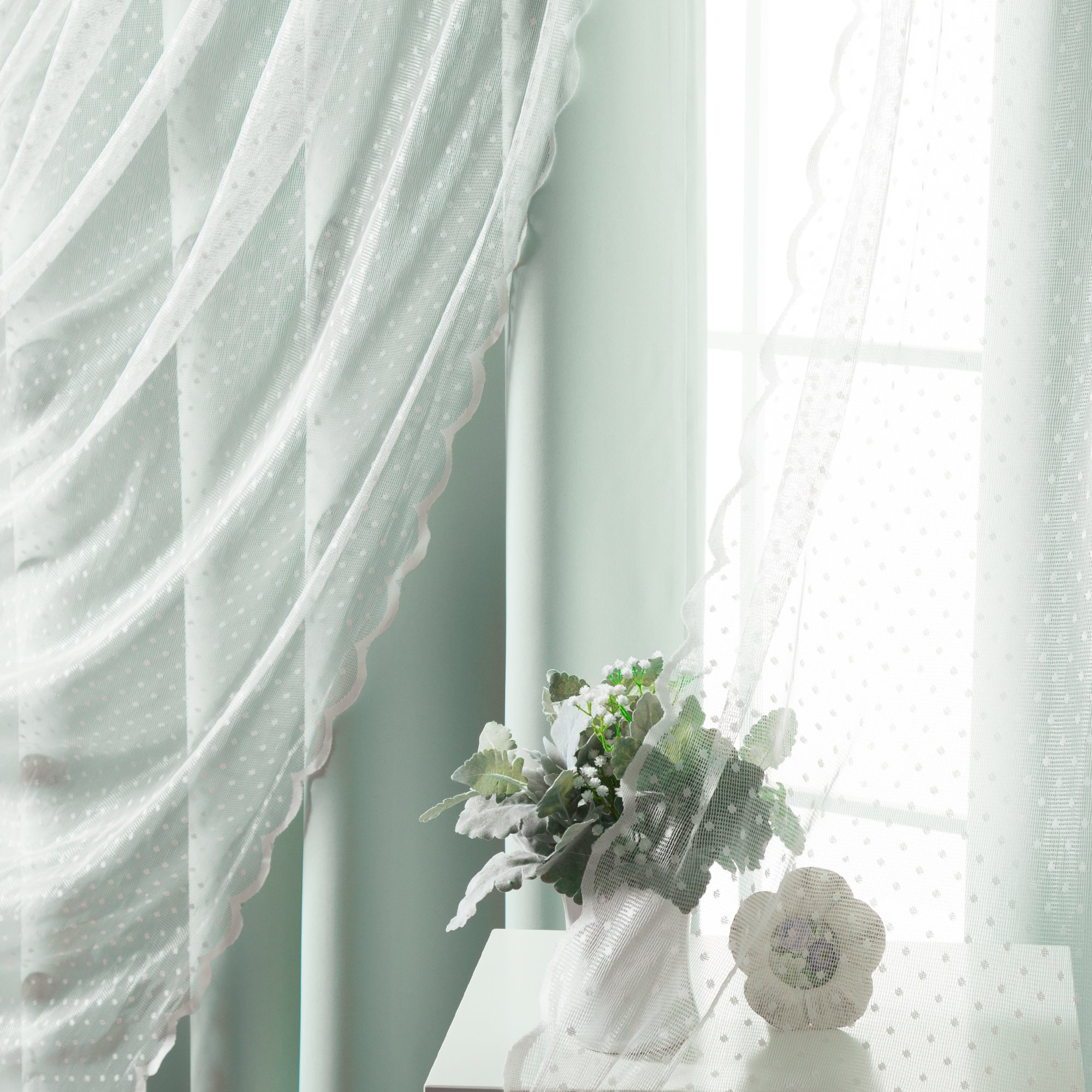 Amazon｜Best Home Fashion Mix & Match ドットチュールレース&無地