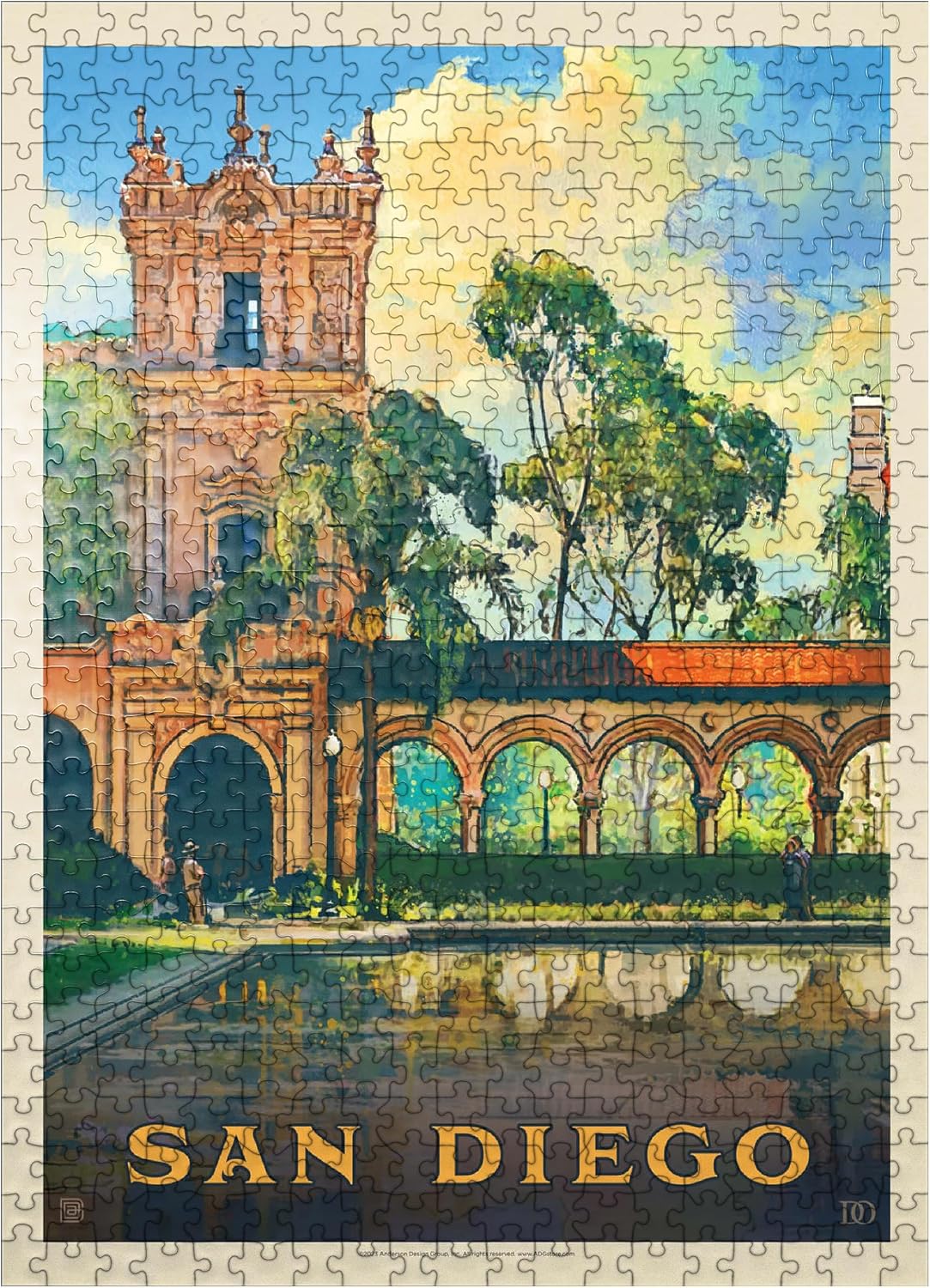 MyPuzzle San Diego, CA: Balboa Park, Vintage Poster - Premium 500 Piece Jigsaw Puzzle for Adults