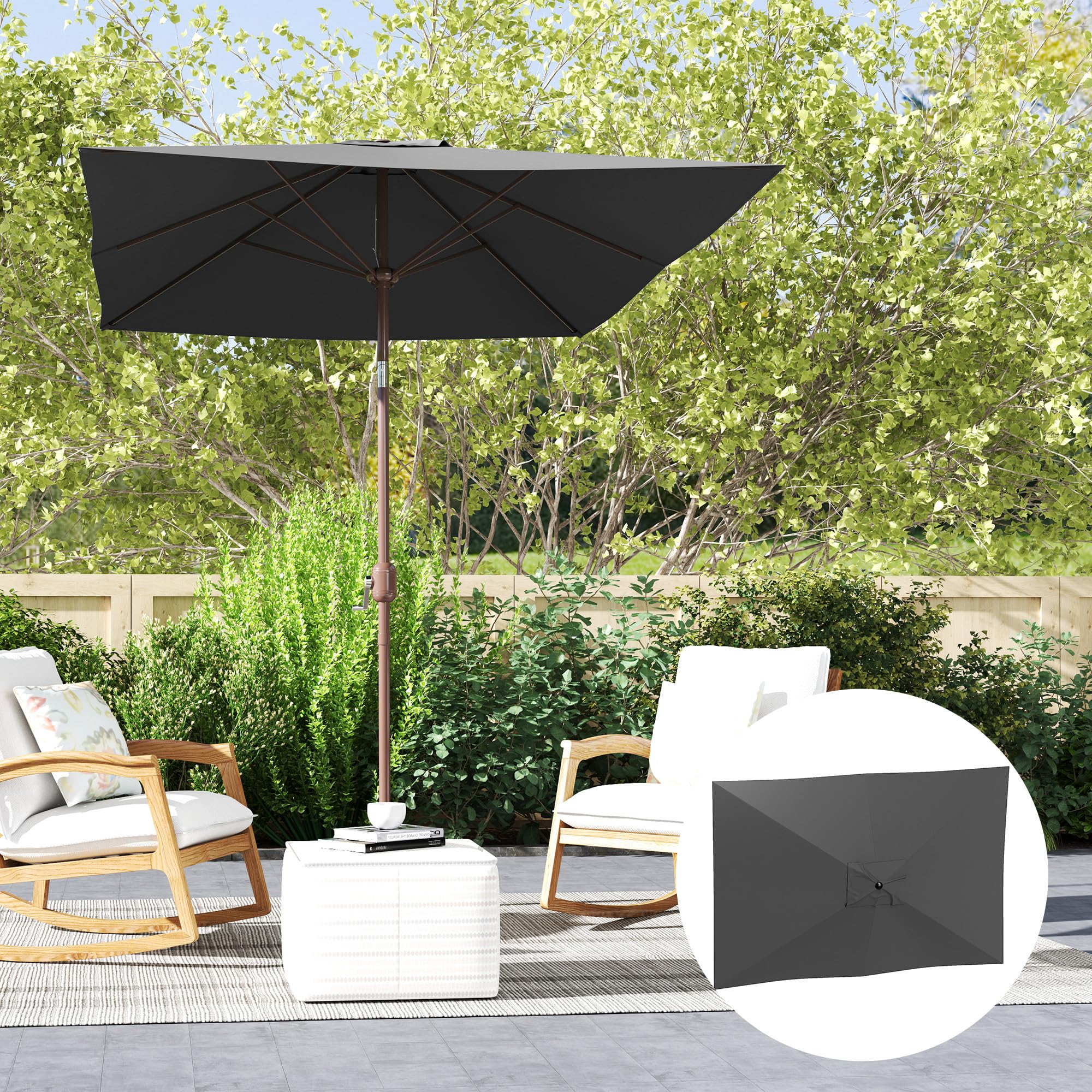 Outsunny Telo di Ricambio per Ombrellone Rettangolare 3x2 m con Presa d'Aria Superiore, Telo per Ombrellone da Giardino a 6 Stecche in Poliestere 180 g/m², Protezione UV 50+