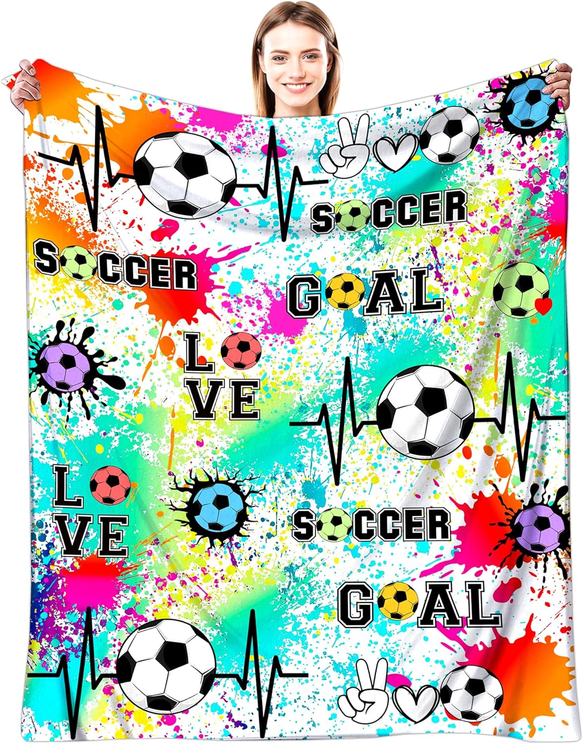 Soccer Blanket for Girls Ultra Soft Flannel Soccer Throw Blanket for Soccers Lovers Players Team Merch Soccers Gifts Stuff 50" x40