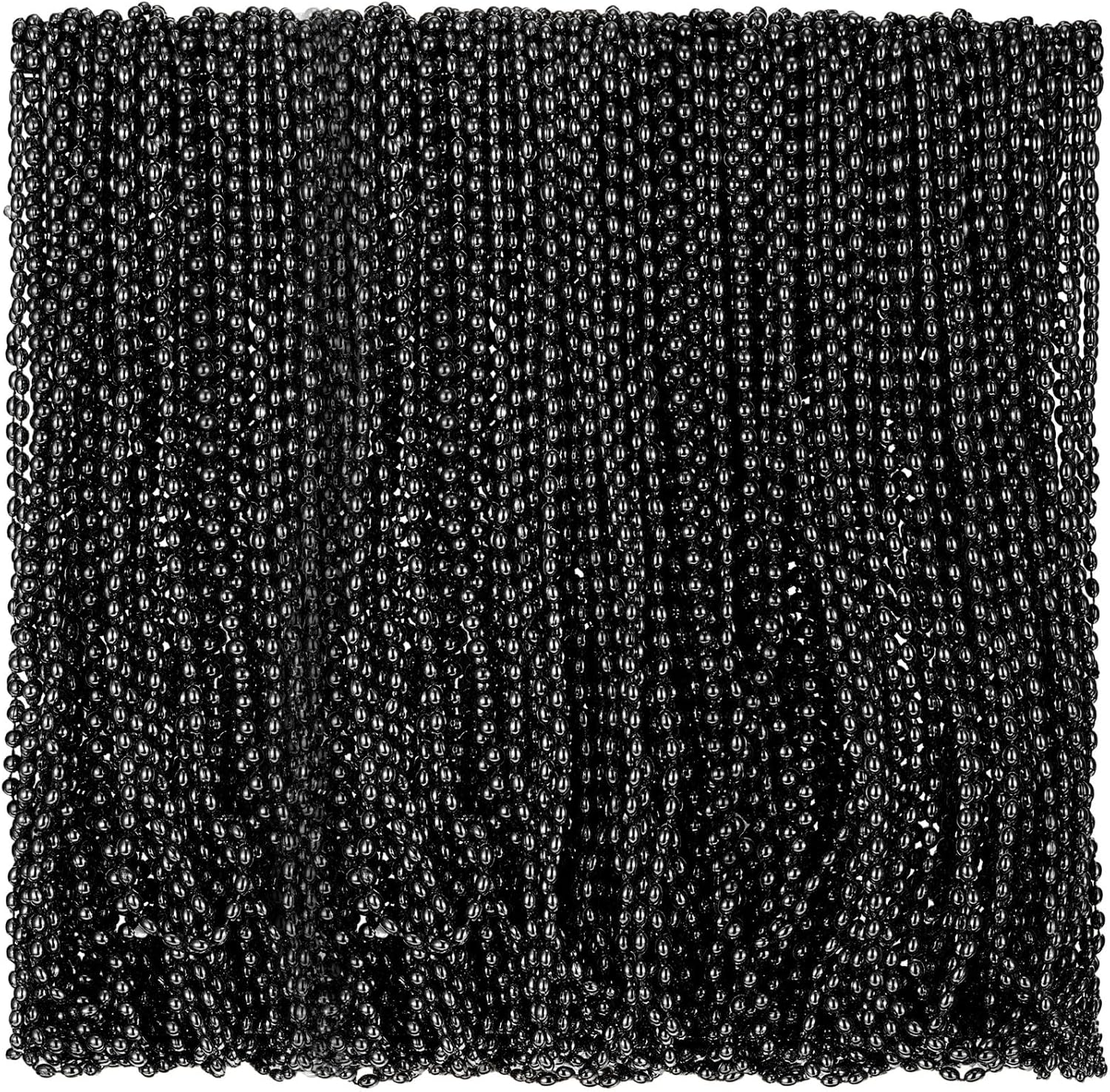Riceshoot 200 Pcs Black Bead Necklace Bulk Mardi Gras Oval Beads Necklace Party Favors 33" 7mm Metallic Color Beaded Costume Necklaces for Halloween Christmas Festive Event Accessories