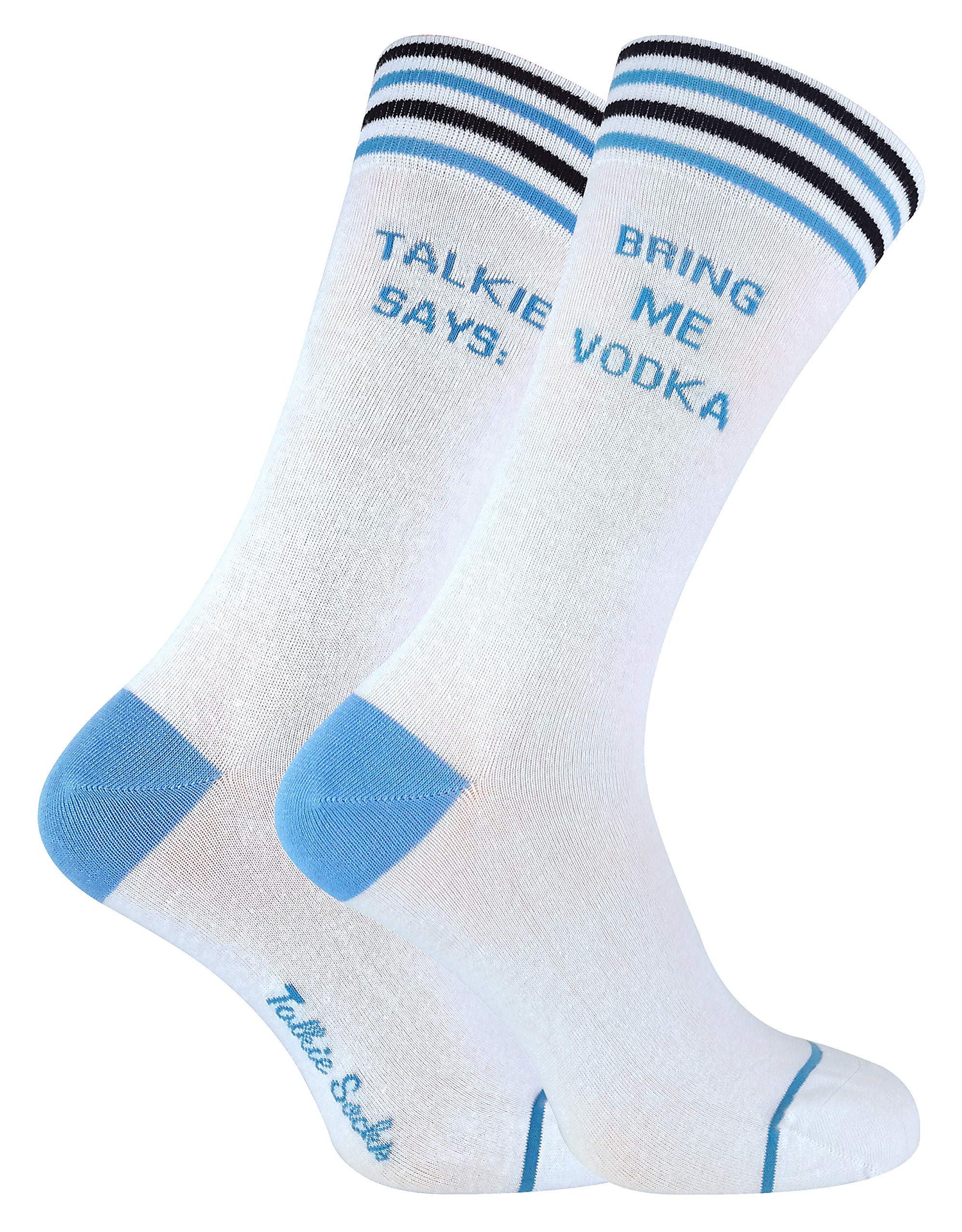 TALKIE SOCKS - Unisex Cotton Novelty Bring Me Beer & Vodka Socks for Gift 6-11 UK (6-11 UK, Bring Me Vodka)