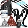 VALENESS ® Slingshot [XXL Set] - Precise Professional Twin with 4 Rubber Bands 300 Clay Balls 100 Metal Balls & Bag [Slingshot for Beginners & Professionals]