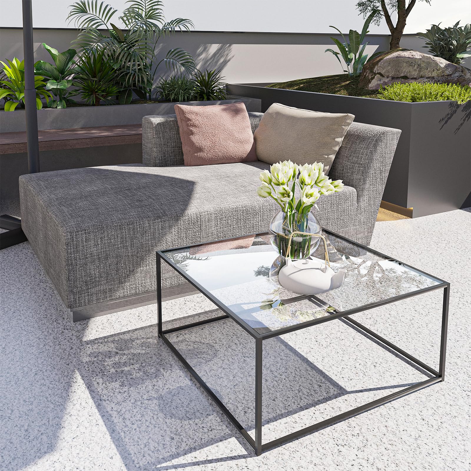 Best Square Glass Coffee Tables for 2026 1 Easy Paws Glass Coffee Table Modern Center Table,Minimalist Coffee Table Sofa Si — product photo