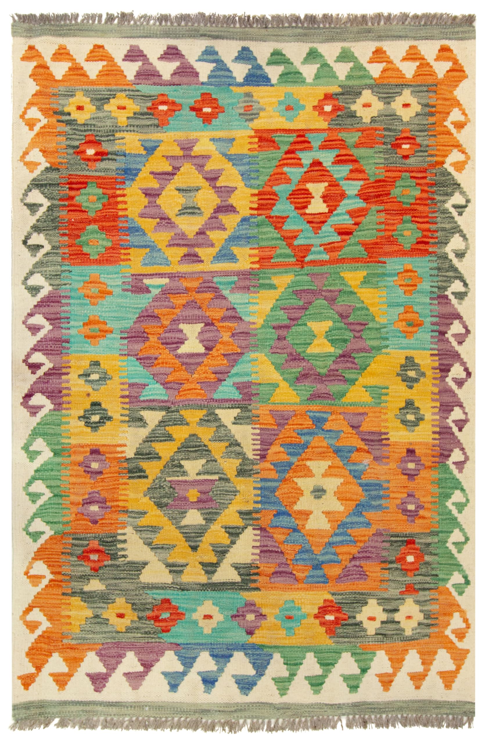 Tapis Kilim 100 % laine 148 x 101 cm, fait à la main, pièce unique style Herat Boho multicolore, tissu plat, tapis d'entrée et chambre