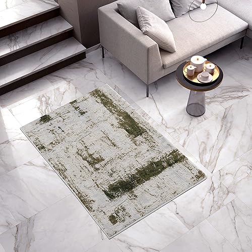 Miniatura 8 de RUG BRANCH Vogue - Tapete abstracto de 3 x 5 pies (2 pies 8 pulgadas x 4 pies 8 pulgadas), contemporáneo, verde y beige, para sala de estar,