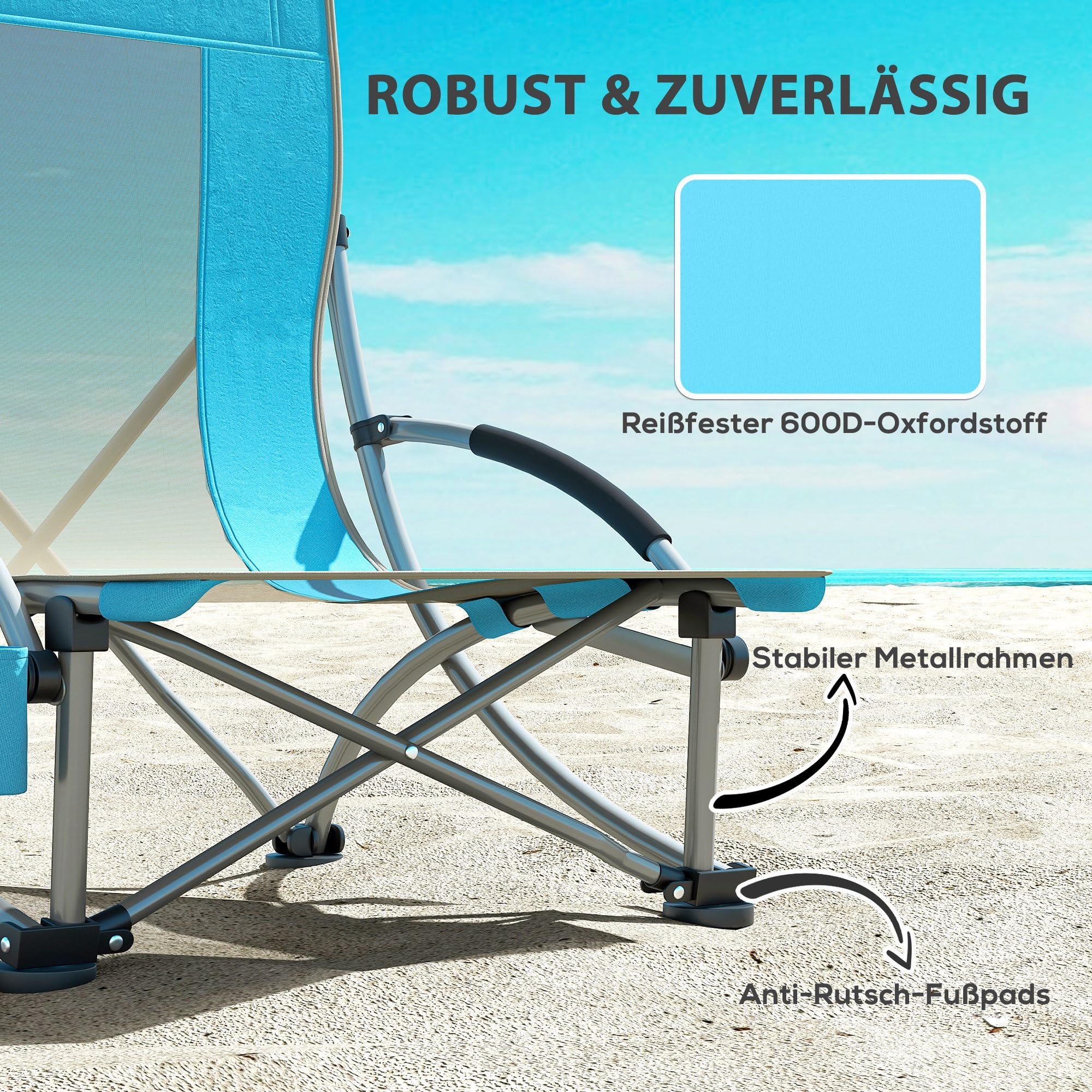 Outsunny Zestaw 2 krzeseł kempingowych, składanych, z uchwytem na napoje, oparcie z siatki, torba transportowa, składane krzesło wędkarskie, krzesło wędkarskie, do 120 kg, krzesło ogrodowe do ogrodu