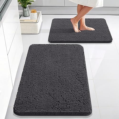 Miniatura 131 de OLANLY Juego de 2 alfombras de baño, tapetes de baño de felpilla suave y absorbente y tapete para inodoro con contorno en forma de U, alfombra de