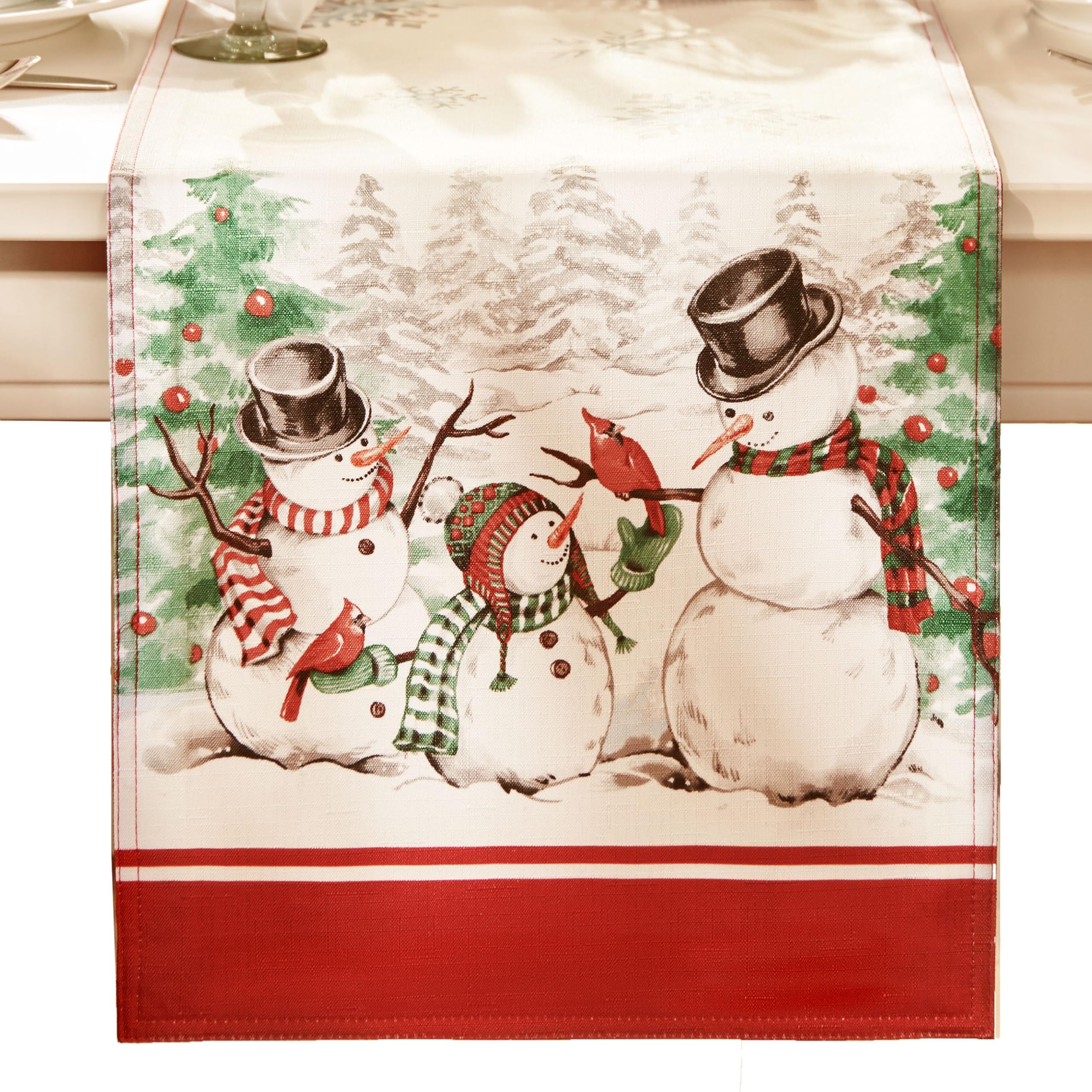 Elrene Home Fashions Vintage Truck Christmas Tree Farm Tablecloth, Multicolor, 13"x70" (Table Runner)