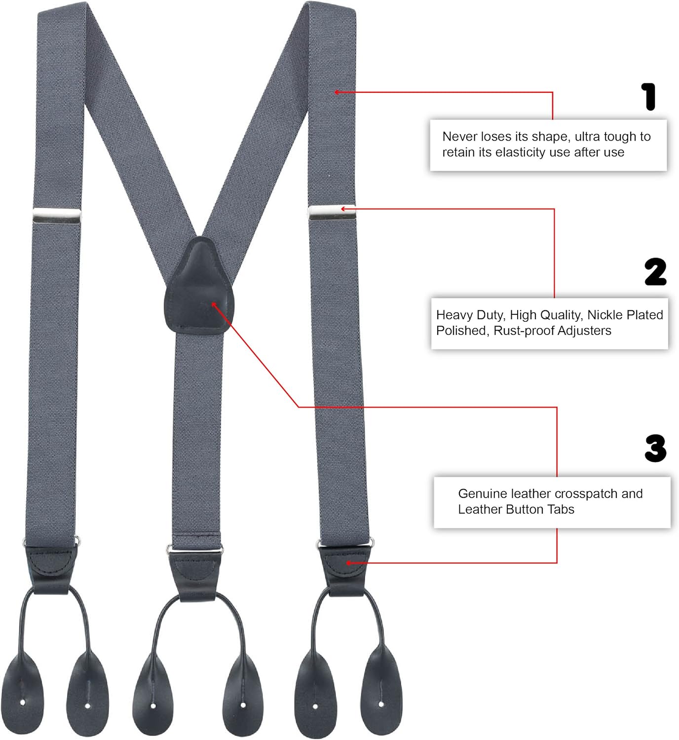 Hold'Em Suspenders for Men Y-Back Leather Trimmed Button End Tuxedo Suspenderss Many colors and designs at  Men’s Clothing store
