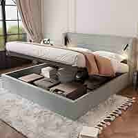 EINHOM Polsterbett 180x200cm Mit Stauraum & Hydraulik - Schwarz/Weiß, Inkl. Lattenrost