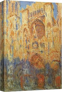 wall26 - Rouen Cathedral, Facade (Sunset) by Claude Monet - Impressionist Modern Art - Canvas Art Home Art - 16x24 inches