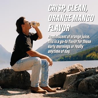 GRIZZLY Energy Drink Orange Mango Taurine B Vitamins & 160mg Caffeine - Energy Focus & Hydration Boost - 10 Calories, Zero Sugar - No Artificial Taste Colors or Flavors - 16 fl oz (12 Pack Cans)