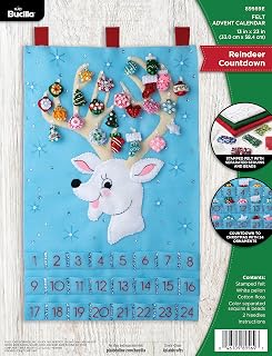 Bucilla Felt Applique Wall Hanging Kit, Reindeer Countdown, Perfect for DIY Arts and Crafts, 89569E