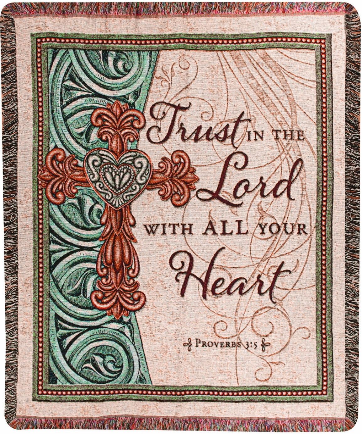 Manual Inspirational Collection 50 x 60-Inch Tapestry Throw with Verse, Trust in the Lord,