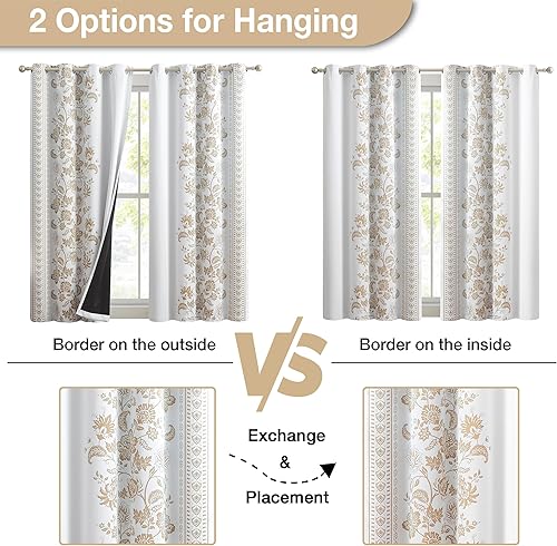 Miniatura 7 de Jubilantex Cortina blackout botánica para ventana, 63 pulgadas de largo, reducción de ruido, aislamiento térmico, tratamiento de ventana para