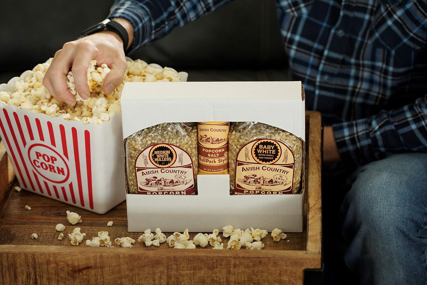 Amish Country Popcorn | 2 Pound Variety Packs - 2 Lb Baby White Kernels, 2 Lb Medium White Kernels, & Buttersalt | Old Fashioned, Non-GMO and Gluten Free
