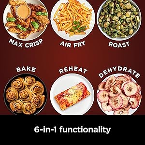 Ninja | Air Fryer | 6.5 QT Pro XL Capacity fits 9lbs of Wings | 6-in-1 Max Crisp, Air Fry, Roast, Bake, Reheat & Dehydrate | Nonstick Basket, Crisper Plate & Recipe Guide | Grey | AF181
