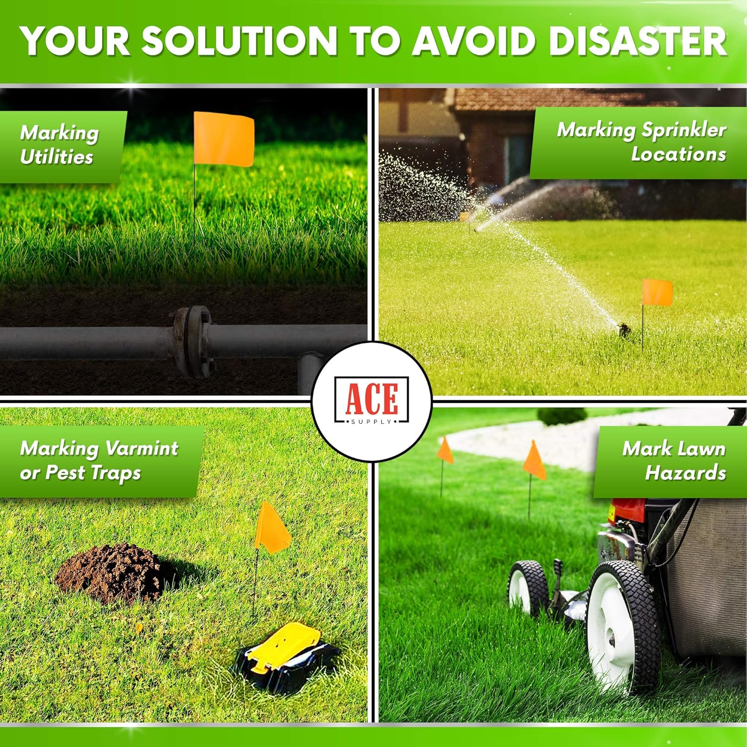 Yellow Marking Flags 100 Pack - 4x5x30 Inch Yellow Flags for Yard - Markers For Lawn, Irrigation, Landscaping, Survey & Sprinkler Head Marking