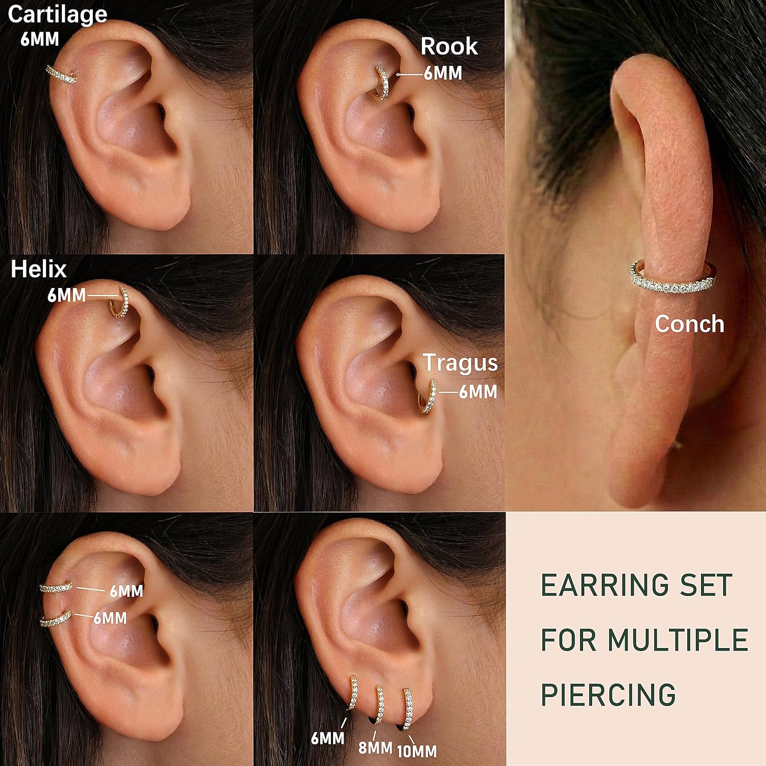 Small Gold Huggie Hoop Earrings for Women, Dainty 14K Gold Plated Cartilage Helix Tragus Hoop Earrings Set for Multiple Piercing,Cute Mini Hypoallergenic Waterproof Earring for Jewelry Gifts - Image 6