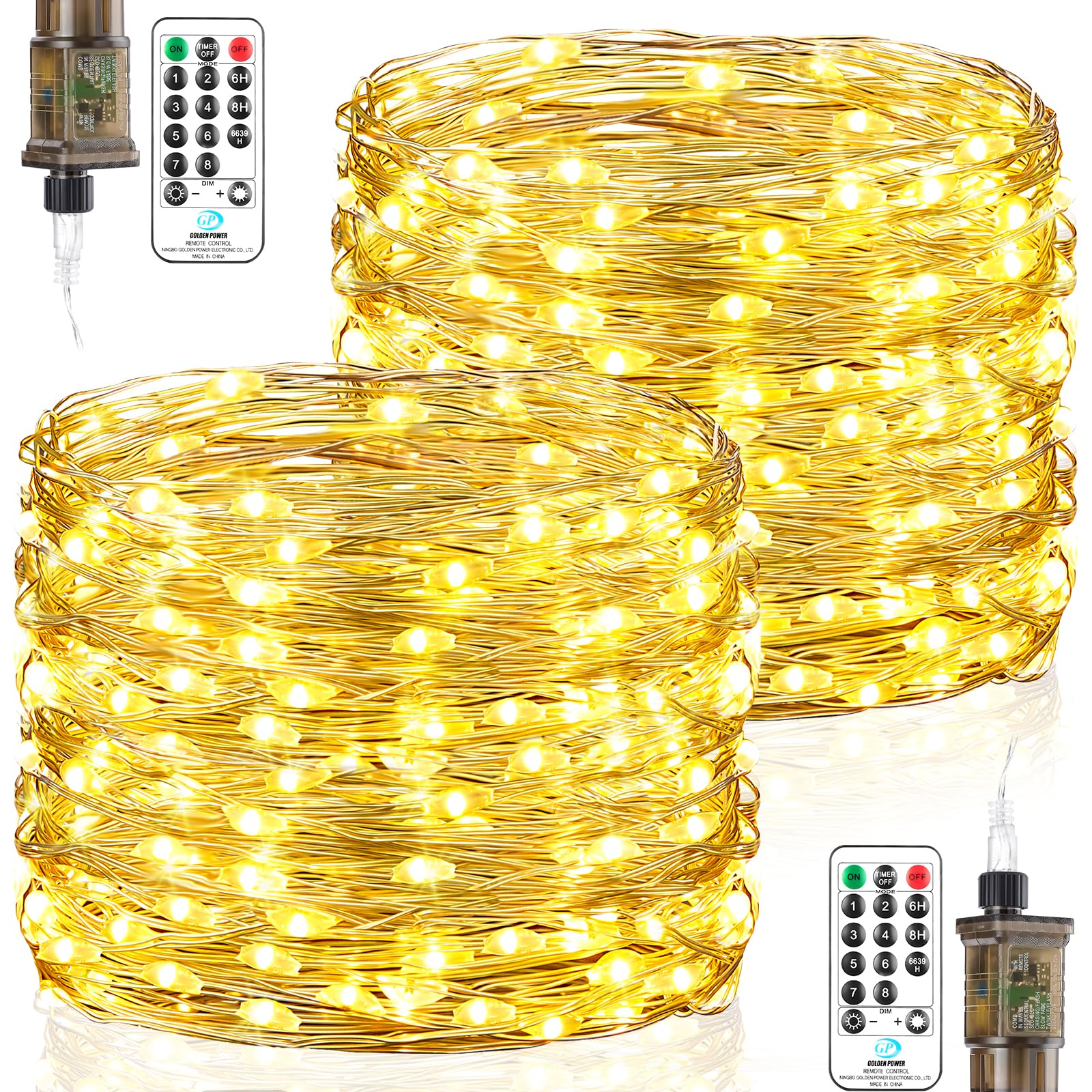 String Lights Mains Powered, 23M 200 LED Fairy Lights Plug in 8 Modes, Waterproof Copper Wire Warm White Christmas Tree Lights with Remote Timer for Bedroom, Yard, Wedding, Christmas Decorations