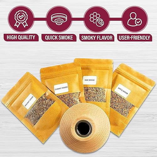 Miniatura 2 de Chefs - Kit único para ahumar whisky, infunde sabores atrevidos con virutas de madera de manzana, cereza, roble y nogal, perfecto para cócteles de