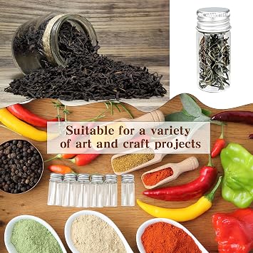 120 Pack 10ml Glass Vials With Aluminum Screw Lids Tiny Jars Sample Containers Mini Empty Glass Bottles for DIY Accessories Cosmetic Liquid