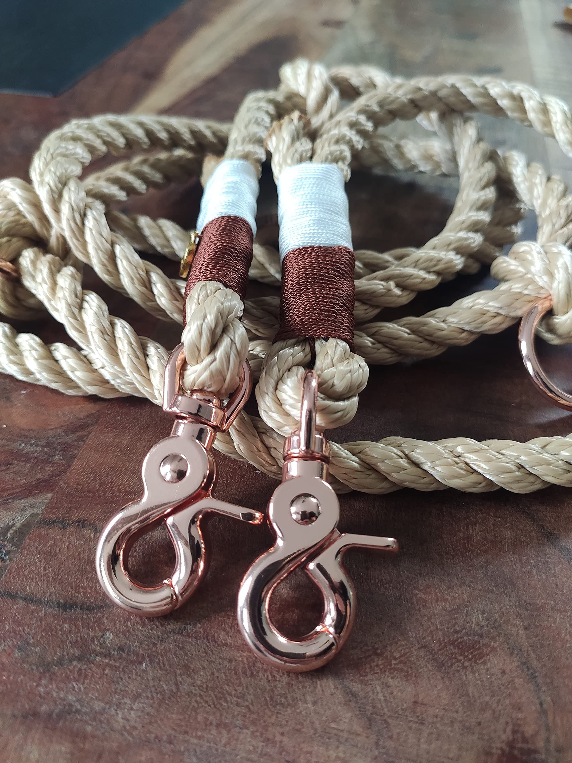 Tau - Correas para Perros, Juego en Color Beige y Rojo Oxidado