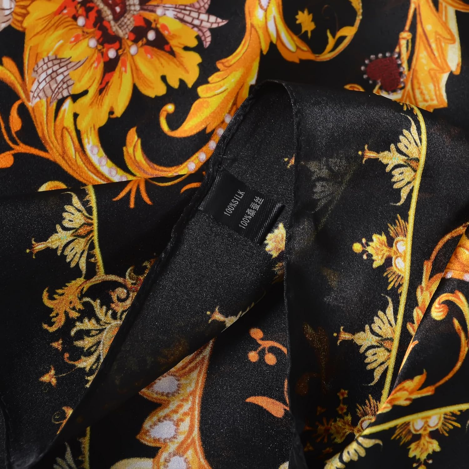 Women 100% Mulberry Silk Neck Scarf Lightweight Digital Print Small Square Scarfs- Neckerchief Gift Packing 21"*21" - Image 4