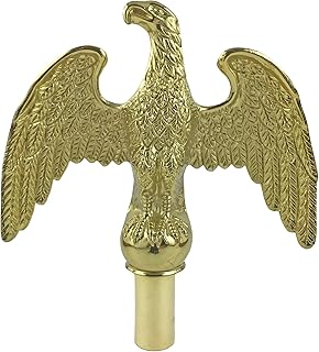 Metal Gold Flagpole Eagle top, Aluminum, Flag Pole Ornament, 7-inch Wingspan
