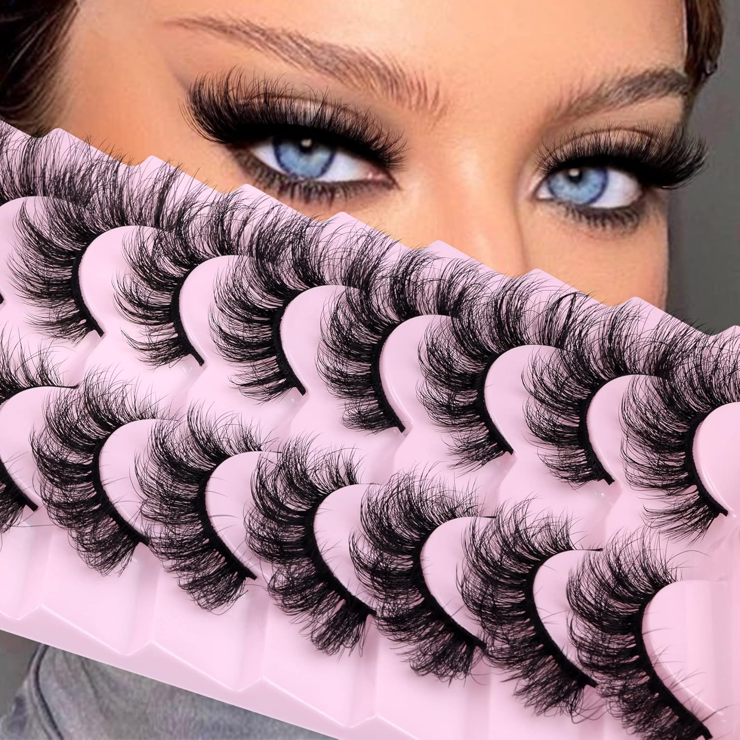 False Eyelashes Fluffier Wispy Mink Lashes 16mm Natural Full Volume Pestañas Cat Eye Lashes 9 Pairs by Yawamica