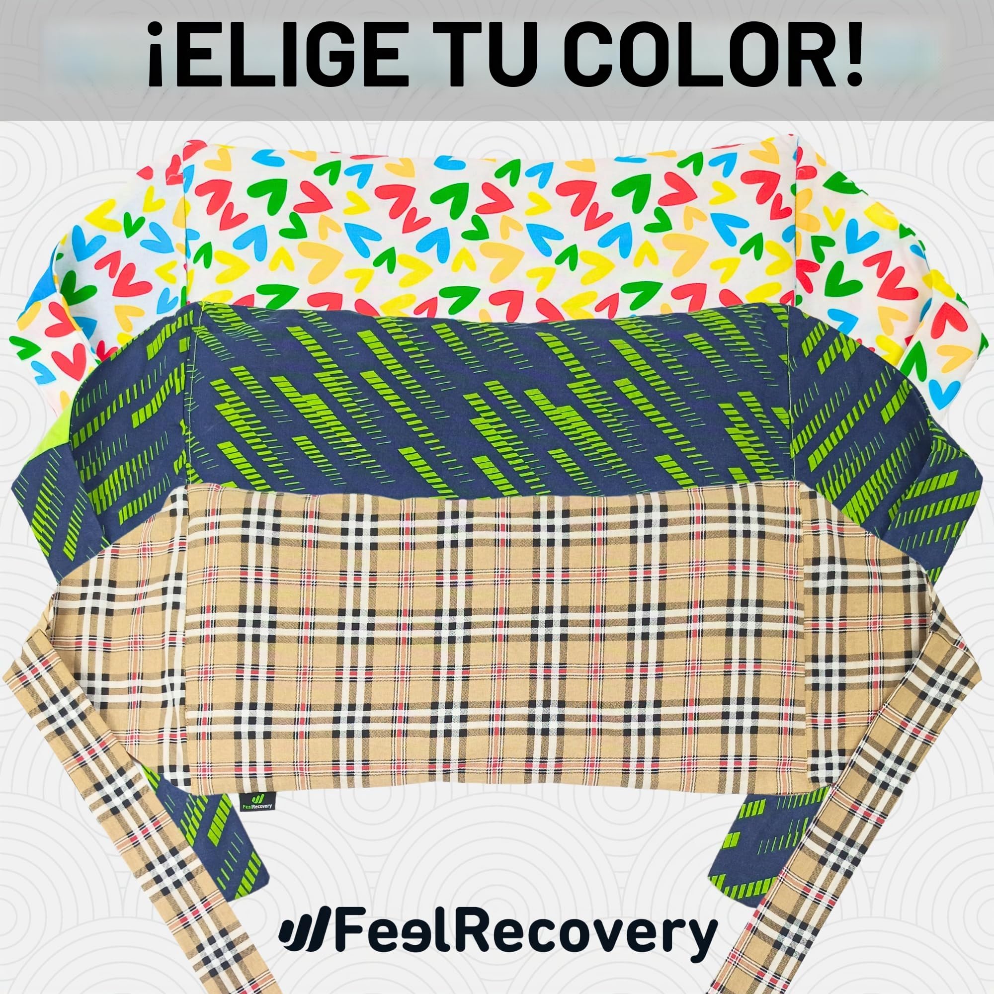 Faja Térmica Lumbar de Semillas - Almohada de Calor para Espalda Calentar en Microondas (50x25 cm) - Saco Térmico Grande con Funda Lavable, Tela de Algodón 100% y Olor a Lavanda (Corazones)