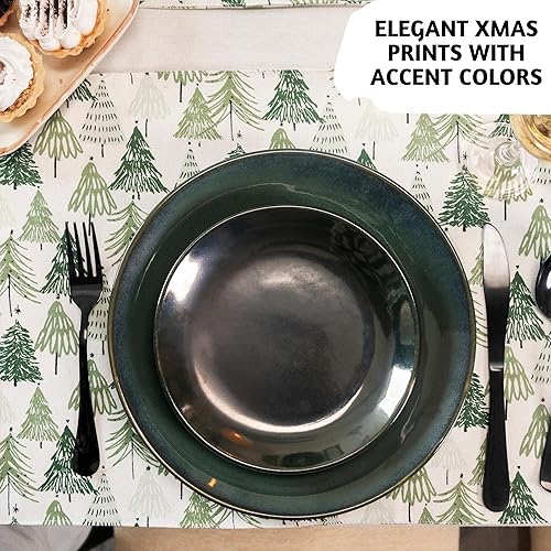 Miniatura 4 de Folkulture Juego de 6 manteles individuales de Navidad, manteles tejidos de algodón de 14 x 19 pulgadas para mesa de comedor, lavables, resistentes