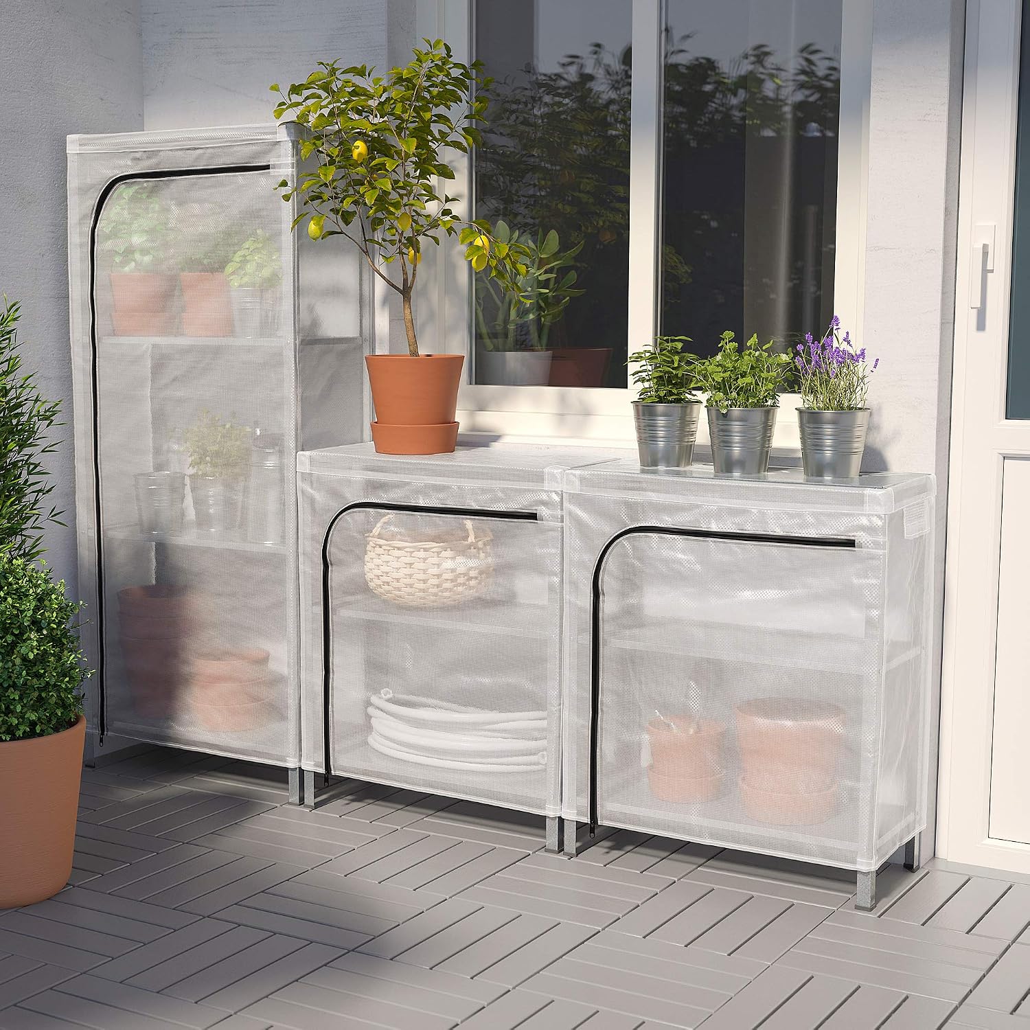 ProTuning HYLLIS Shelving units with covers, transparent, 180x27x74-140 cm image 2